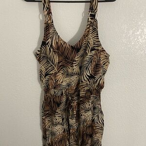 Leaf Print Sleeveless Dress